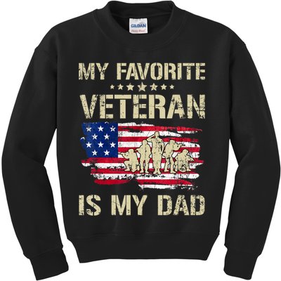Father Veterans My Favorite Veteran Is My Dad Us Flag Kids Sweatshirt