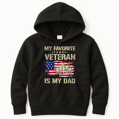 Father Veterans My Favorite Veteran Is My Dad Us Flag Kids Hoodie