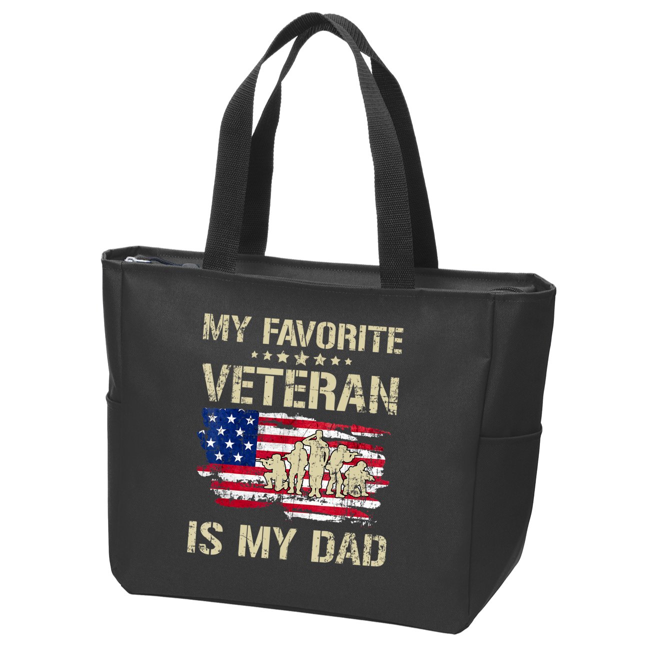 Father Veterans My Favorite Veteran Is My Dad Us Flag Zip Tote Bag