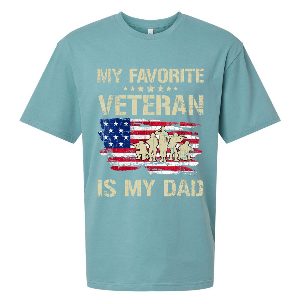 Father Veterans My Favorite Veteran Is My Dad Us Flag Sueded Cloud Jersey T-Shirt