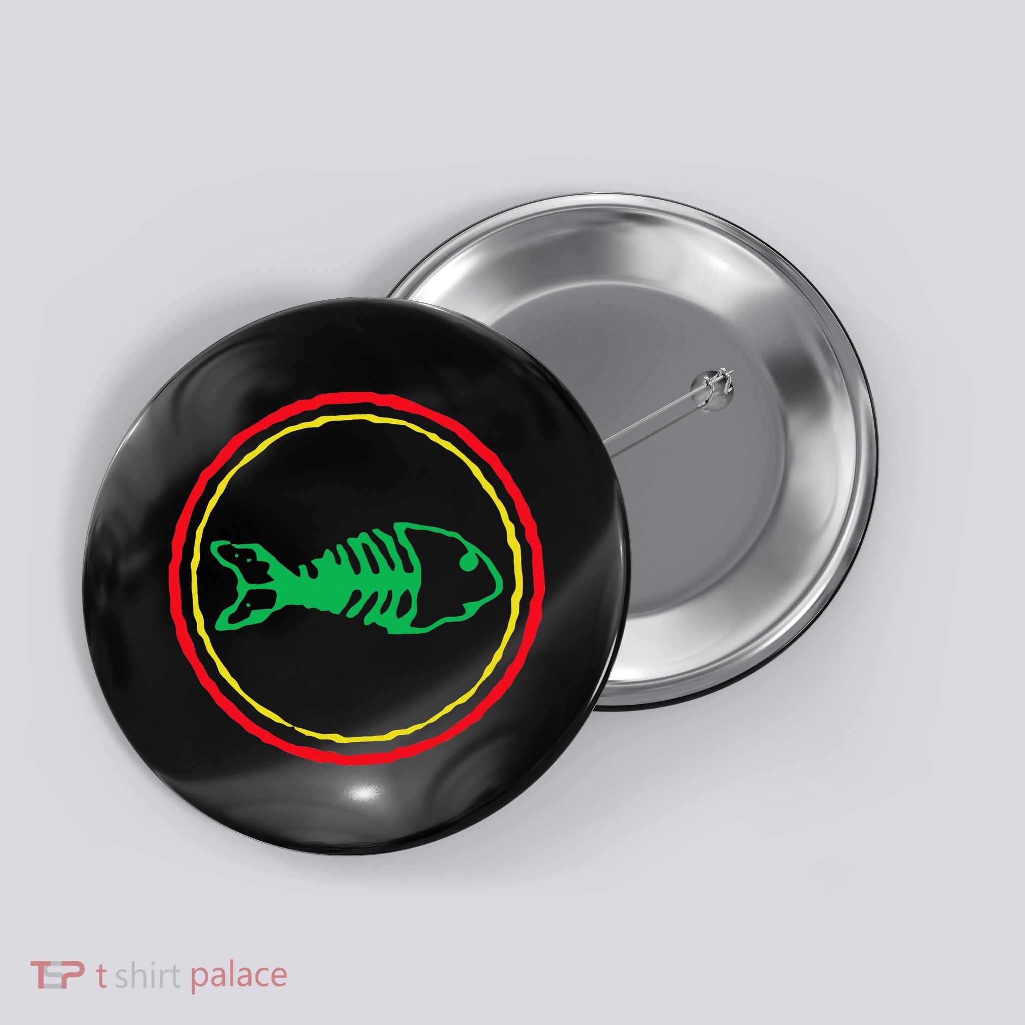 Fishbones Valentine Mardi Gras Patrick Fish Store Button