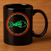 Fishbones Valentine Mardi Gras Patrick Fish Store 11oz C Handle Ceramic Mug