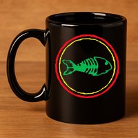 Fishbones Valentine Mardi Gras Patrick Fish Store 11oz C Handle Ceramic Mug