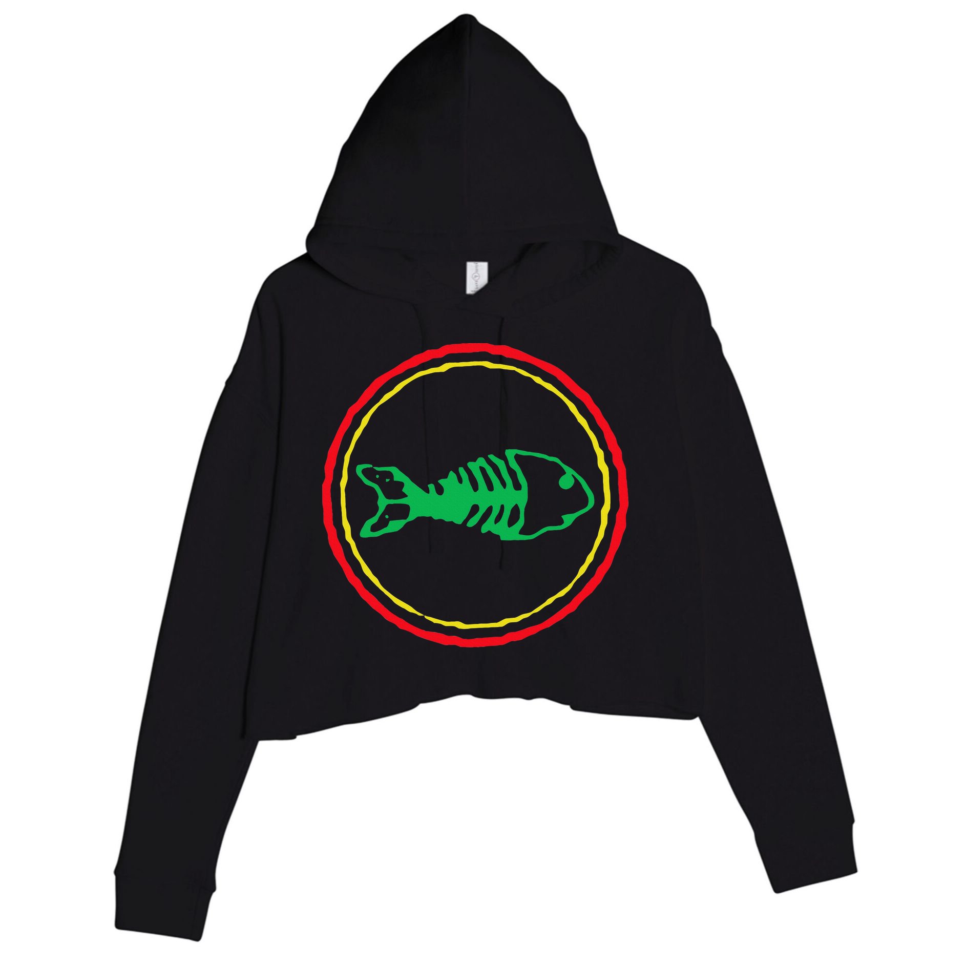 Fishbones Valentine Mardi Gras Patrick Fish Store Crop Fleece Hoodie