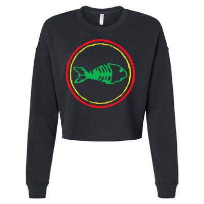 Fishbones Valentine Mardi Gras Patrick Fish Store Cropped Pullover Crew