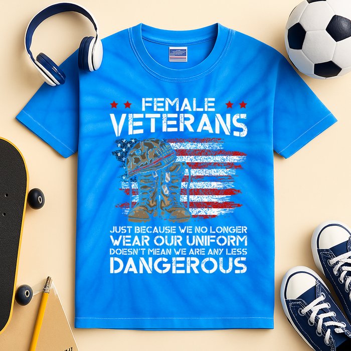 Female Veterans Not Any Less Dangerous Kids Tie-Dye T-Shirt