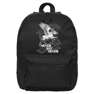 Funny Vintage Never Say Never When Pigs Fly 16 in Basic Backpack