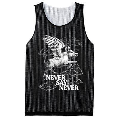 Funny Vintage Never Say Never When Pigs Fly Mesh Reversible Basketball Jersey Tank