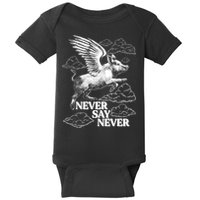 Funny Vintage Never Say Never When Pigs Fly Baby Bodysuit