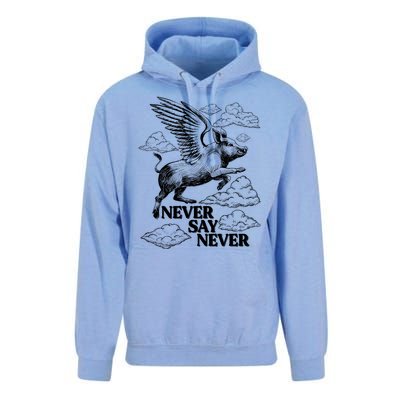 Funny Vintage Never Say Never When Pigs Fly Unisex Surf Hoodie