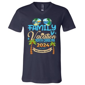 Family Vacation North Carolina 2024 Summer Vacation 2024 V-Neck T-Shirt