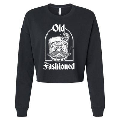 Funny Vintage Old Fashion Drink Cropped Pullover Crew