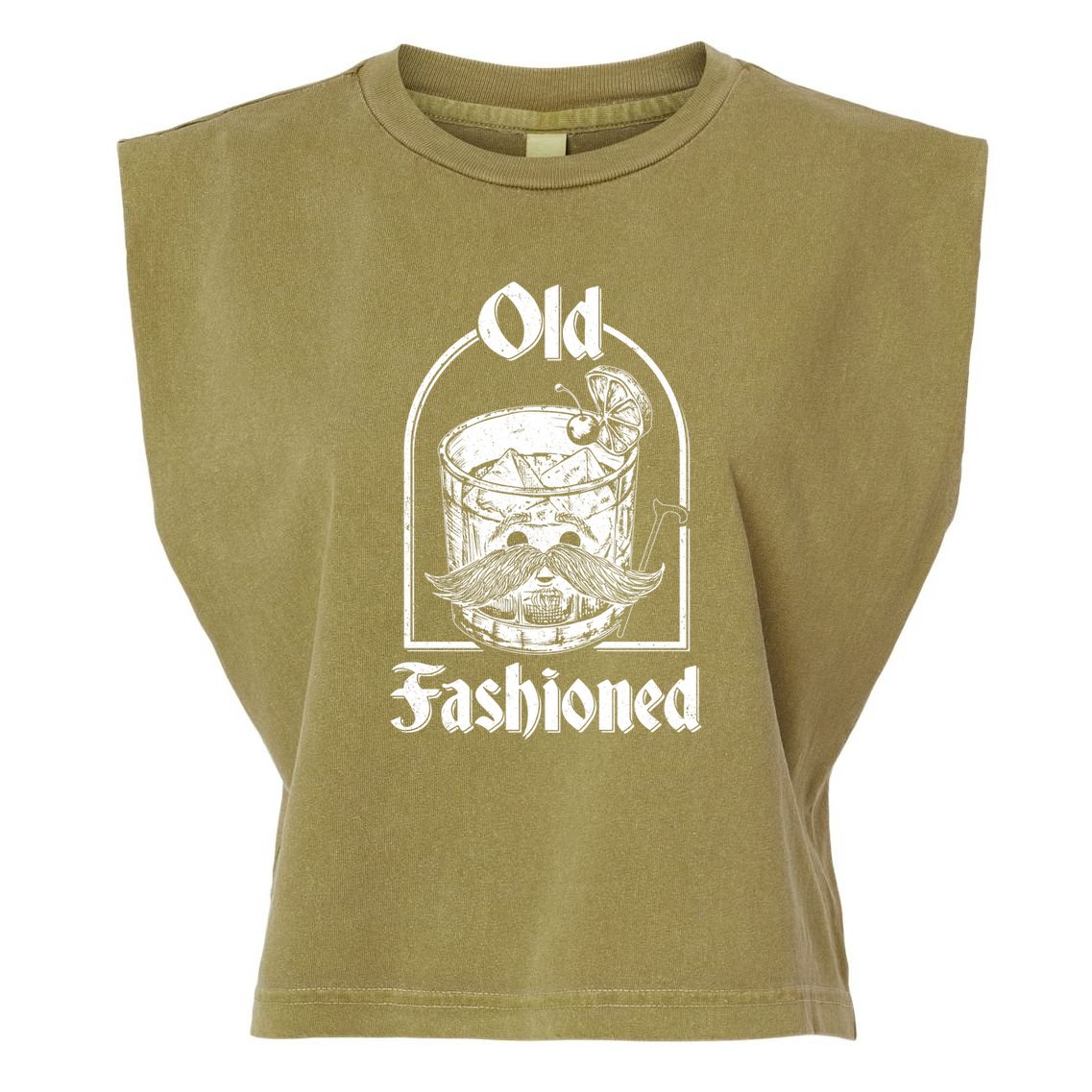 Funny Vintage Old Fashion Drink Garment-Dyed Women's Muscle Tee