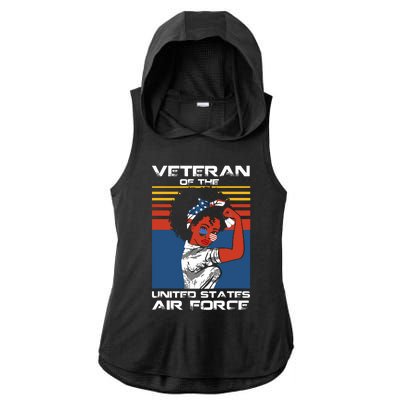 Female Veteran Of The United States Air Force, USAF Veteran Ladies PosiCharge Tri-Blend Wicking Draft Hoodie Tank