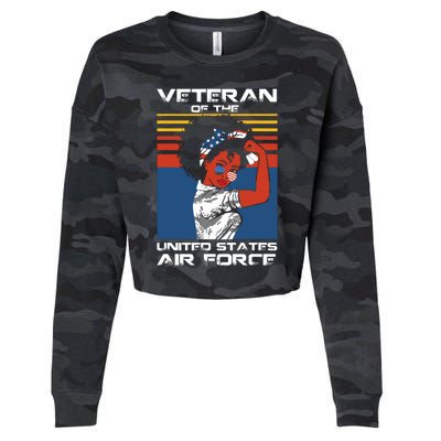 Female Veteran Of The United States Air Force, USAF Veteran Cropped Pullover Crew