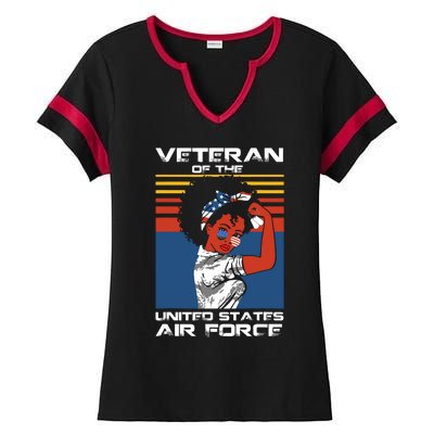 Female Veteran Of The United States Air Force, USAF Veteran Ladies Halftime Notch Neck Tee