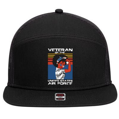 Female Veteran Of The United States Air Force, USAF Veteran 7 Panel Mesh Trucker Snapback Hat