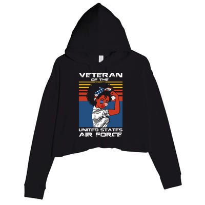 Female Veteran Of The United States Air Force, USAF Veteran Crop Fleece Hoodie