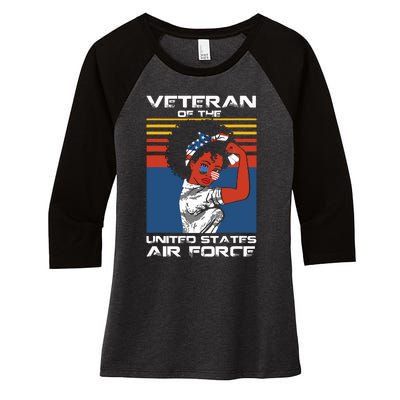 Female Veteran Of The United States Air Force, USAF Veteran Women's Tri-Blend 3/4-Sleeve Raglan Shirt