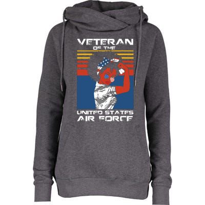 Female Veteran Of The United States Air Force, USAF Veteran Womens Funnel Neck Pullover Hood