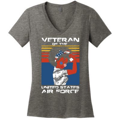 Female Veteran Of The United States Air Force, USAF Veteran Women's V-Neck T-Shirt