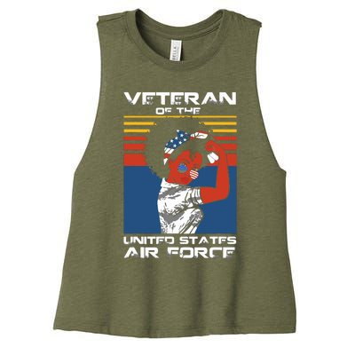 Female Veteran Of The United States Air Force, USAF Veteran Women's Racerback Cropped Tank