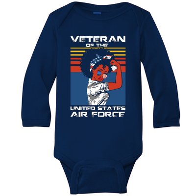 Female Veteran Of The United States Air Force, USAF Veteran Baby Long Sleeve Bodysuit