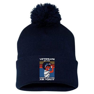 Female Veteran Of The United States Air Force, USAF Veteran Pom Pom 12in Knit Beanie