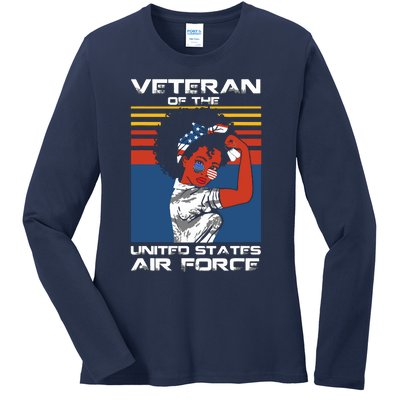 Female Veteran Of The United States Air Force, USAF Veteran Ladies Long Sleeve Shirt