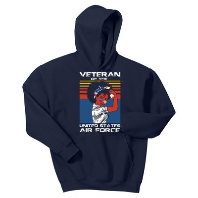 Female Veteran Of The United States Air Force, USAF Veteran Kids Hoodie