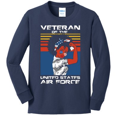 Female Veteran Of The United States Air Force, USAF Veteran Kids Long Sleeve Shirt