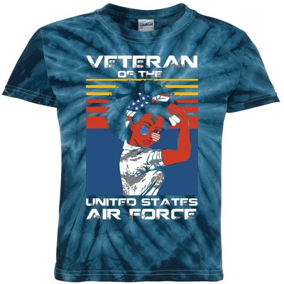 Female Veteran Of The United States Air Force, USAF Veteran Kids Tie-Dye T-Shirt