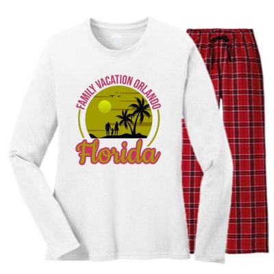 Family Vacation Orlando Florida Women's Long Sleeve Flannel Pajama Set 