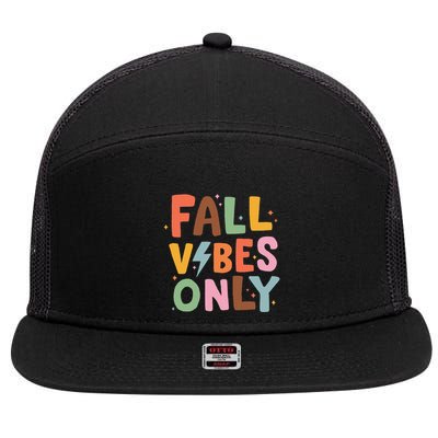 Fall Vibes Only Casual Autumn Halloween Graphic 7 Panel Mesh Trucker Snapback Hat