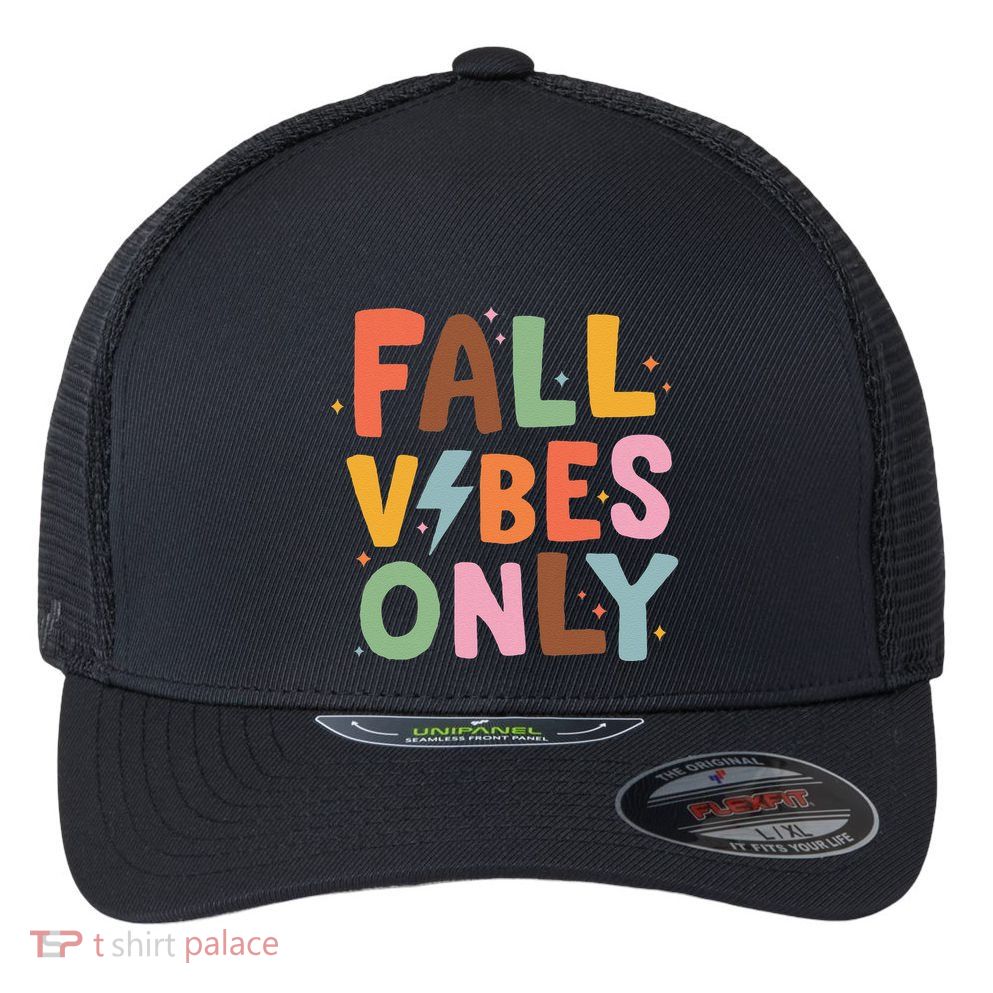 Fall Vibes Only Casual Autumn Halloween Graphic Flexfit Unipanel Trucker Cap
