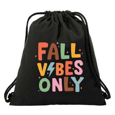Fall Vibes Only Casual Autumn Halloween Graphic Drawstring Bag