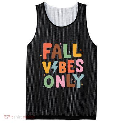 Fall Vibes Only Casual Autumn Halloween Graphic Mesh Reversible Basketball Jersey Tank