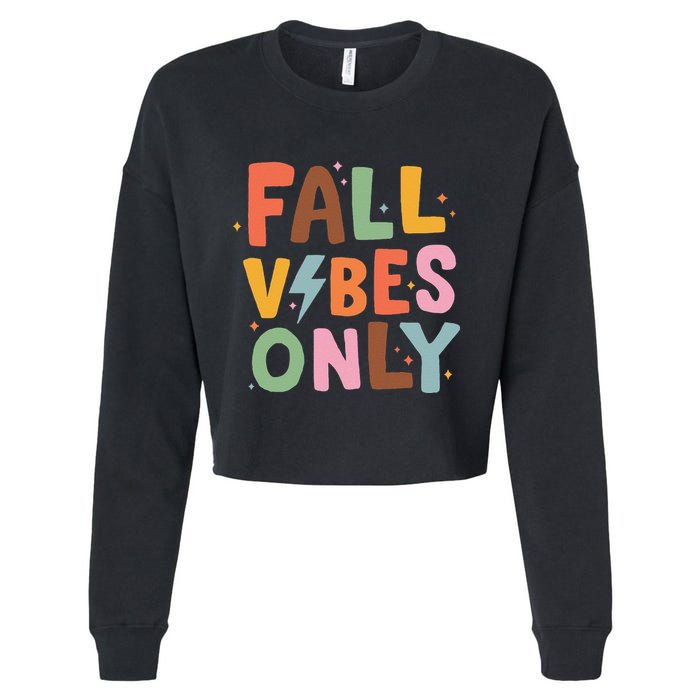 Fall Vibes Only Casual Autumn Halloween Graphic Cropped Pullover Crew