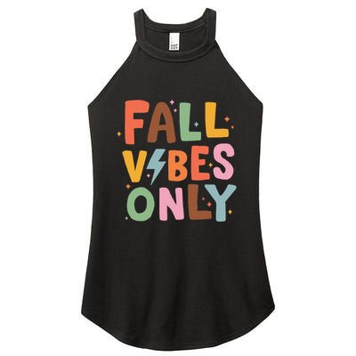 Fall Vibes Only Casual Autumn Halloween Graphic Women's Perfect Tri Rocker Tank
