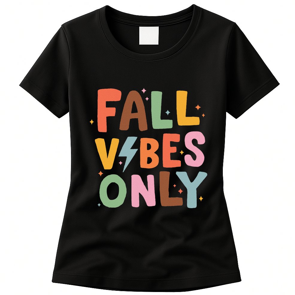 Fall Vibes Only Casual Autumn Halloween Graphic Womens T-Shirt