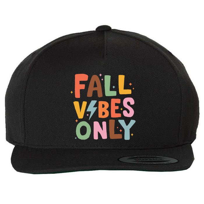 Fall Vibes Only Casual Autumn Halloween Graphic Wool Snapback Cap