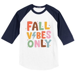 Fall Vibes Only Casual Autumn Halloween Graphic Baseball Sleeve Shirt