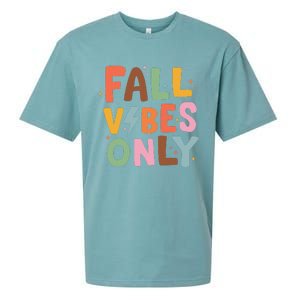 Fall Vibes Only Casual Autumn Halloween Graphic Sueded Cloud Jersey T-Shirt