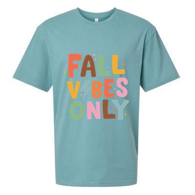Fall Vibes Only Casual Autumn Halloween Graphic Sueded Cloud Jersey T-Shirt