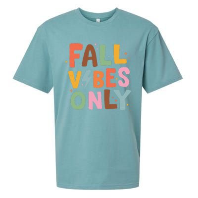 Fall Vibes Only Casual Autumn Halloween Graphic Sueded Cloud Jersey T-Shirt