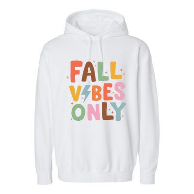 Fall Vibes Only Casual Autumn Halloween Graphic Garment-Dyed Fleece Hoodie