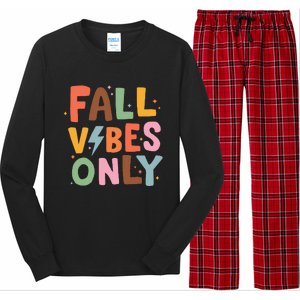 Fall Vibes Only Casual Autumn Halloween Graphic Long Sleeve Pajama Set