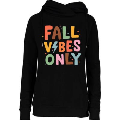 Fall Vibes Only Casual Autumn Halloween Graphic Womens Funnel Neck Pullover Hood