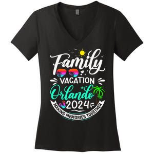 Family Vacation Orlando 2024 Family Trip Florida Matching Women's V-Neck T-Shirt