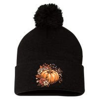 Fall Vintage Pumpkin Autumn Graphic Thanksgiving Pom Pom 12in Knit Beanie